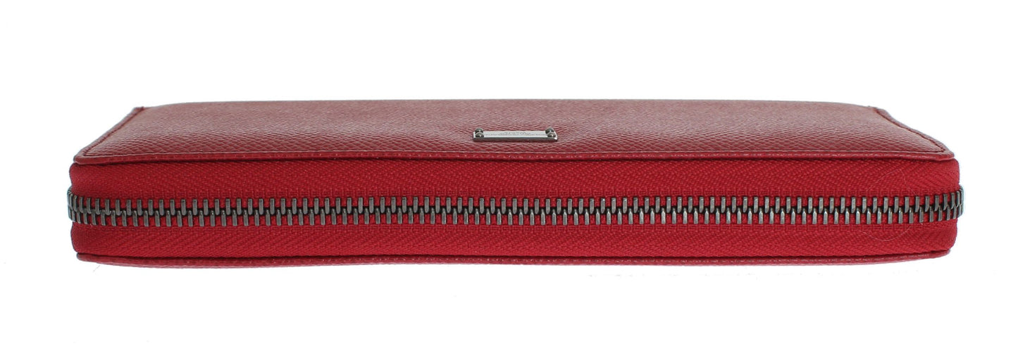 Elegant Red Leather Continental Wallet