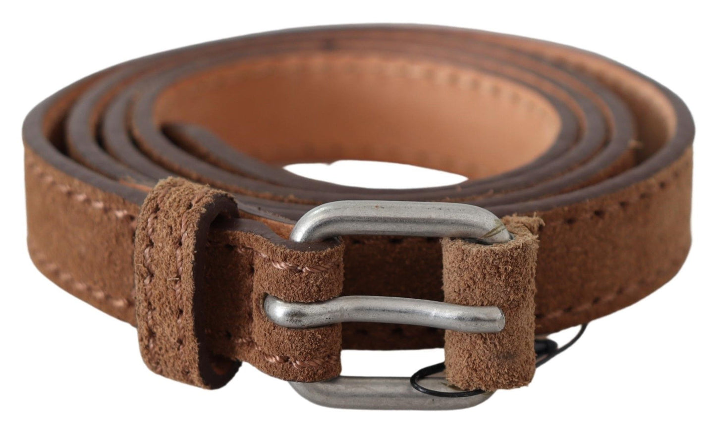 Elegant Slim Leather Waist Belt in Brown