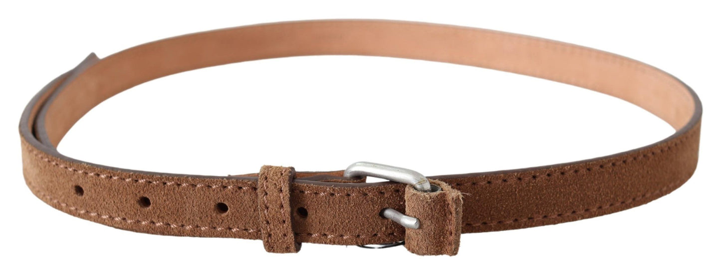 Elegant Slim Leather Waist Belt in Brown