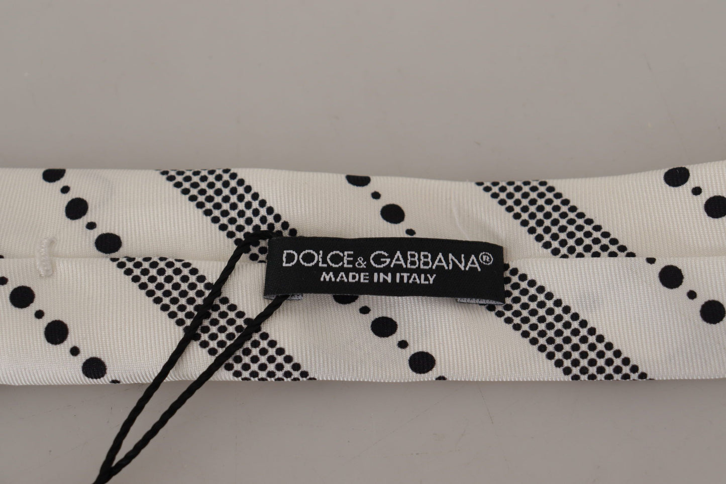 Elegant Black and White Polka Dot Silk Tie