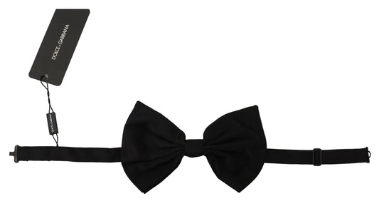 Elegant Black Cotton Bow Tie