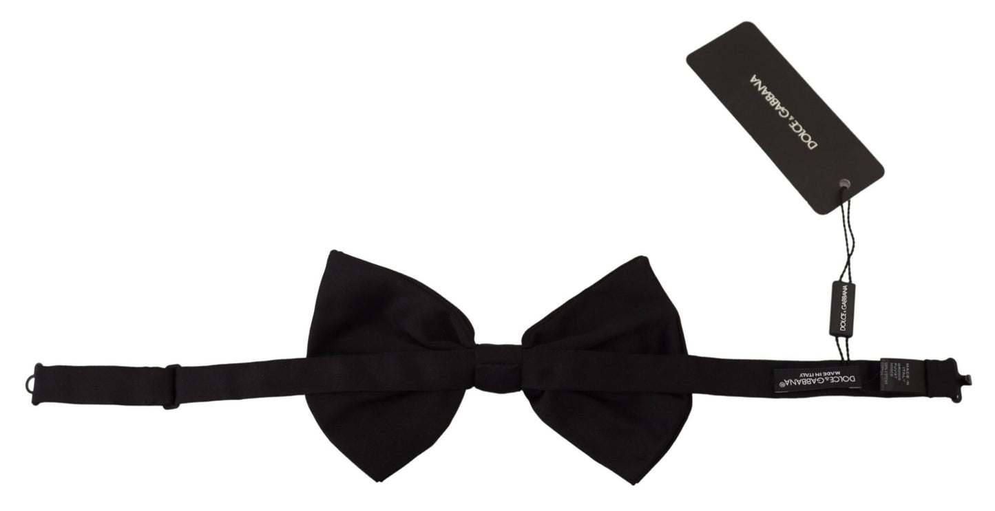 Elegant Black Cotton Bow Tie