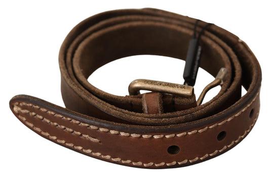 Elegant Leather Belt with Gold Tone Buckle