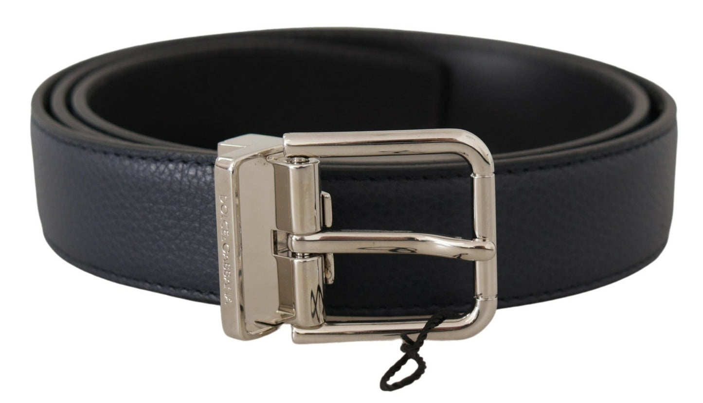 Elegant Navy Blue Leather Belt