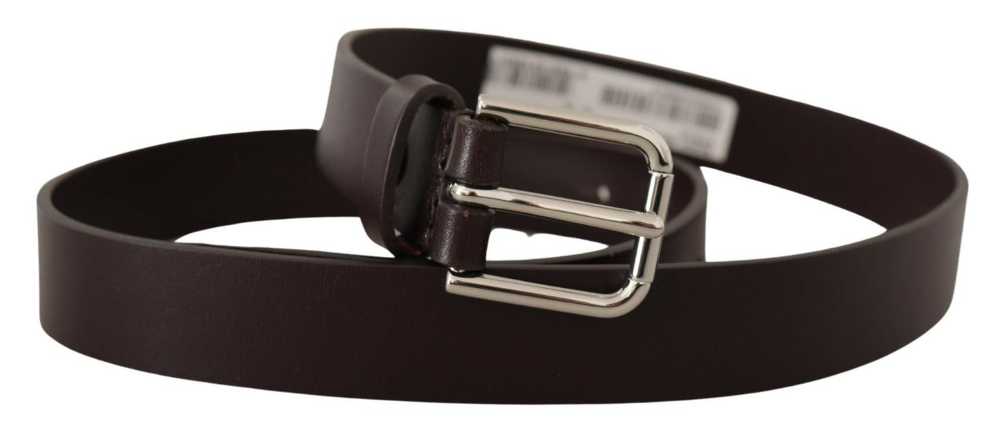 Elegant Leather Belt with Engraved Logo Buckle