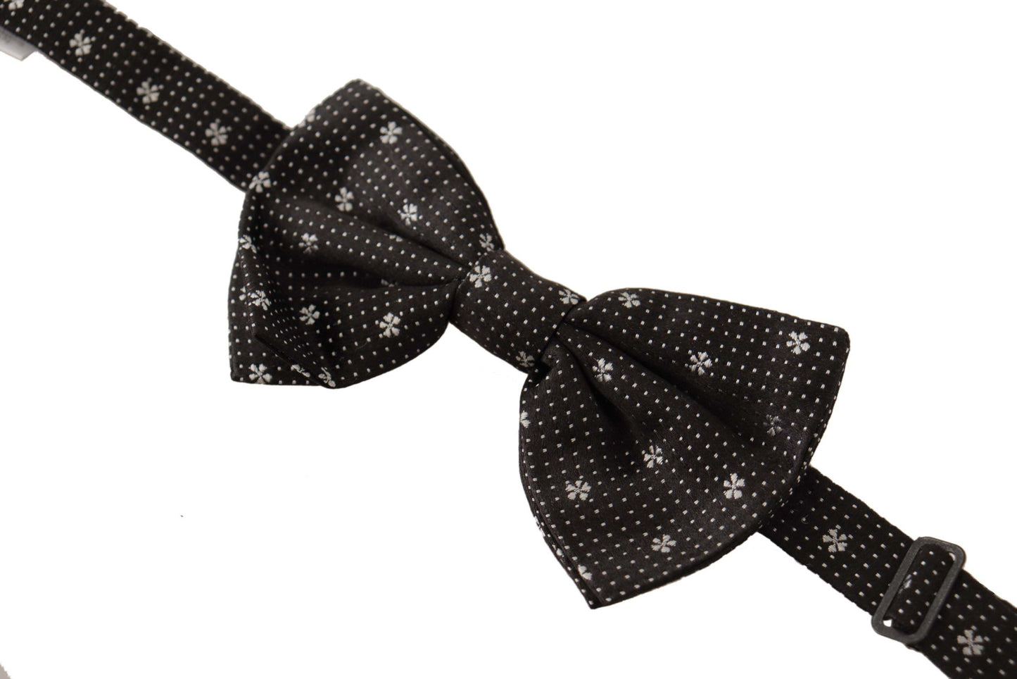 Elegant Black Silk Polka Dot Bow Tie