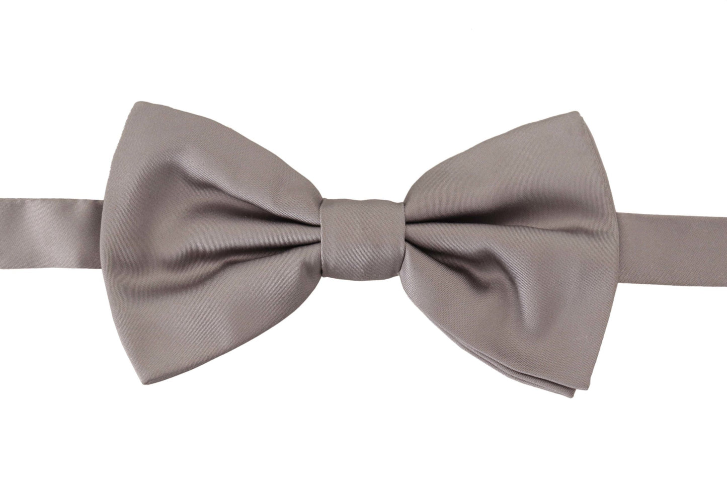 Elegant Gray Silk Tied Bow Tie