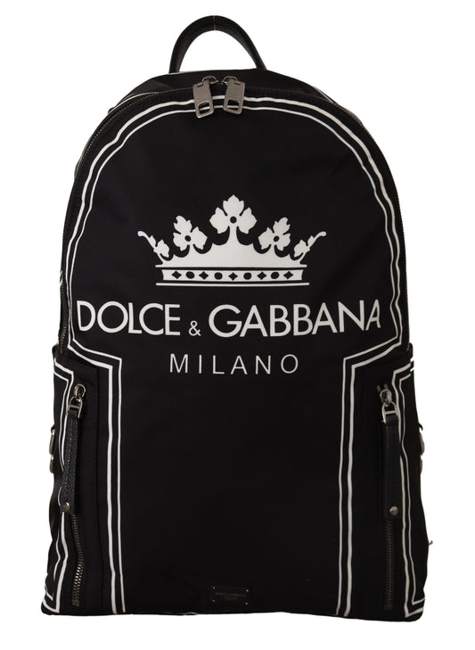 Elegant Monochrome Crown Print Backpack