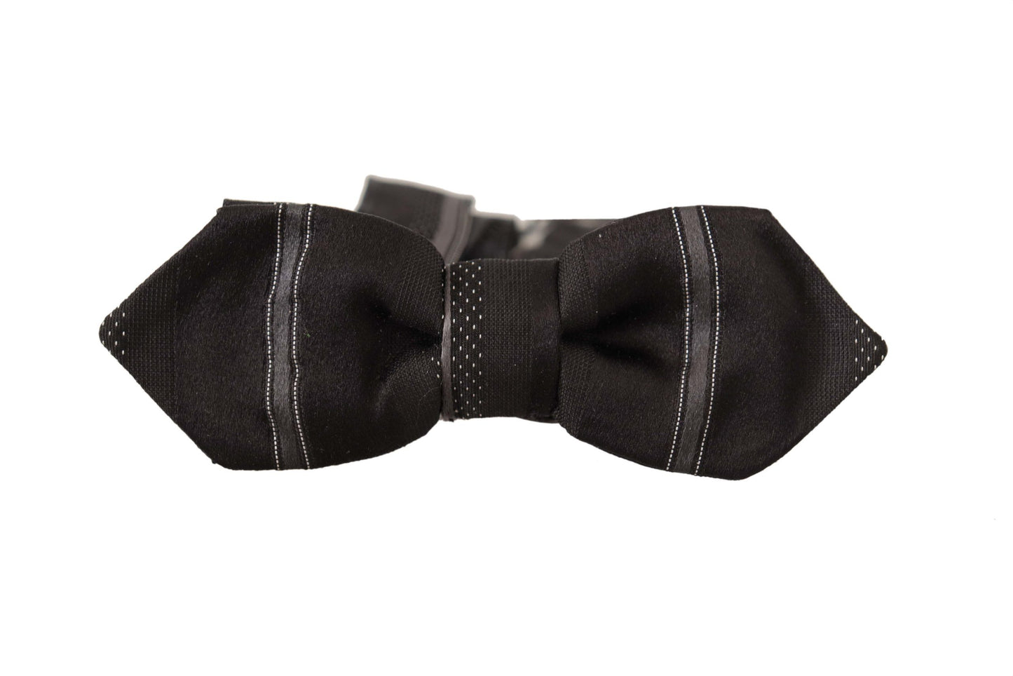 Elegant Black Gray Silk Bow Tie