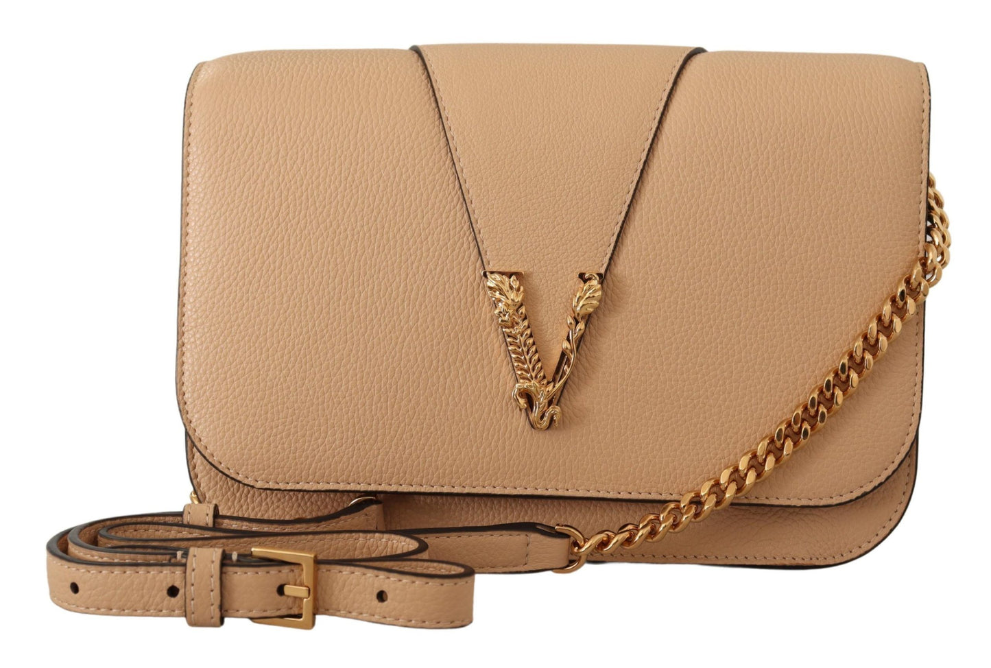 Elegant Nude Leather Crossbody Bag