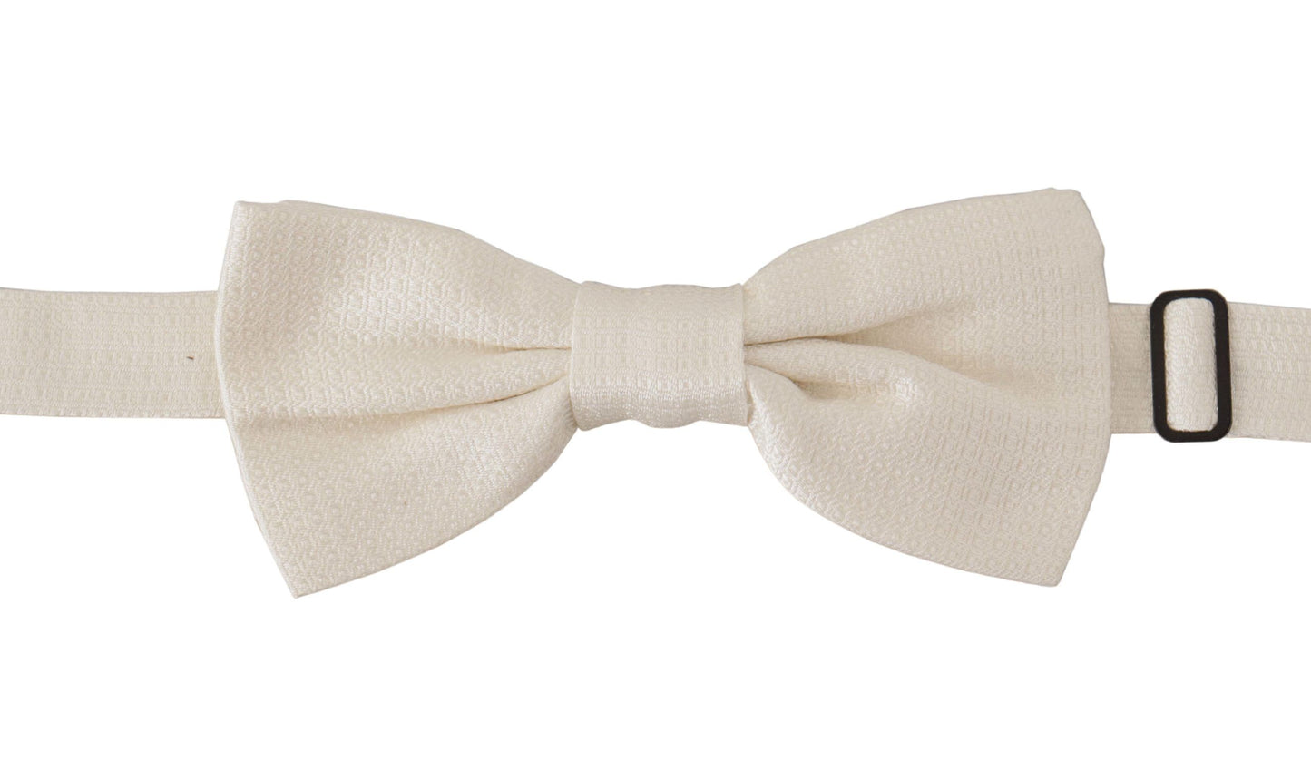 Elegant Off White Silk Bow Tie