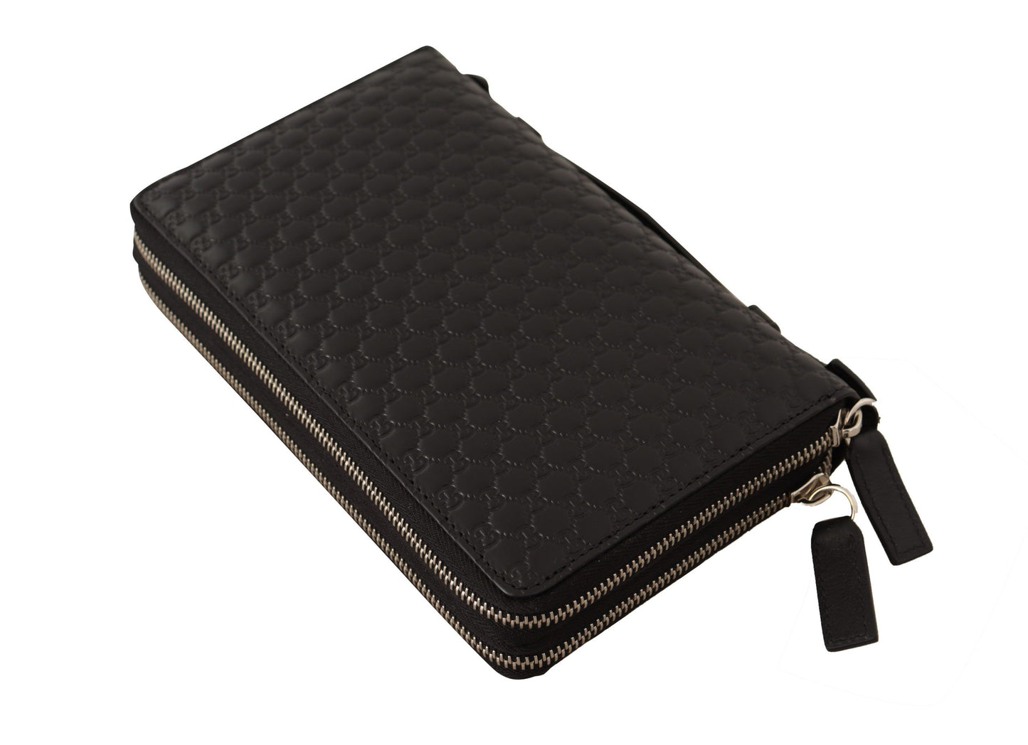 Elegant Black Leather Men's Zip Wallet