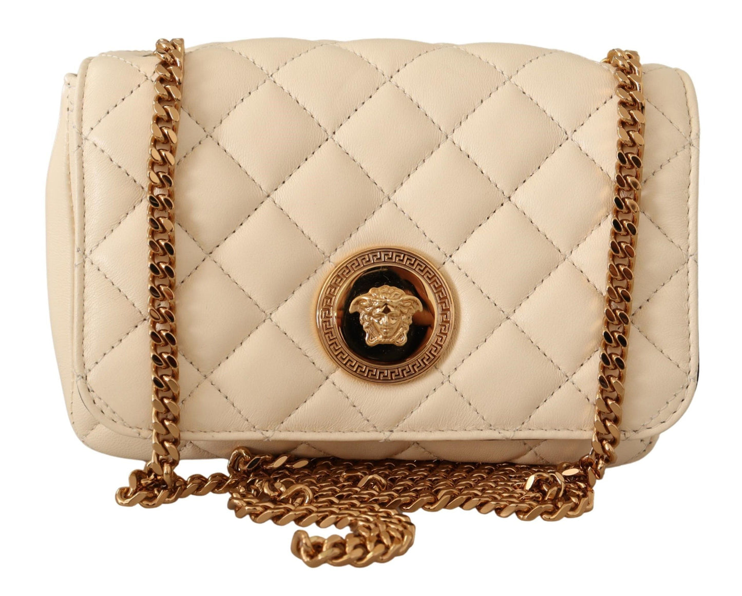 White Nappa Leather Medusa Small Crossbody Bag