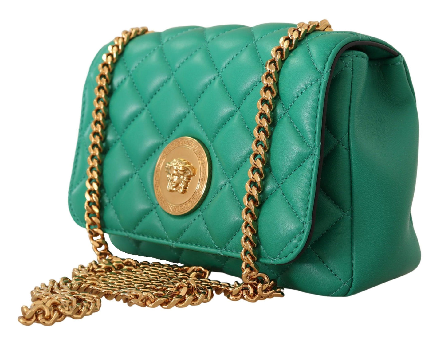 Elegant Green Nappa Leather Small Crossbody