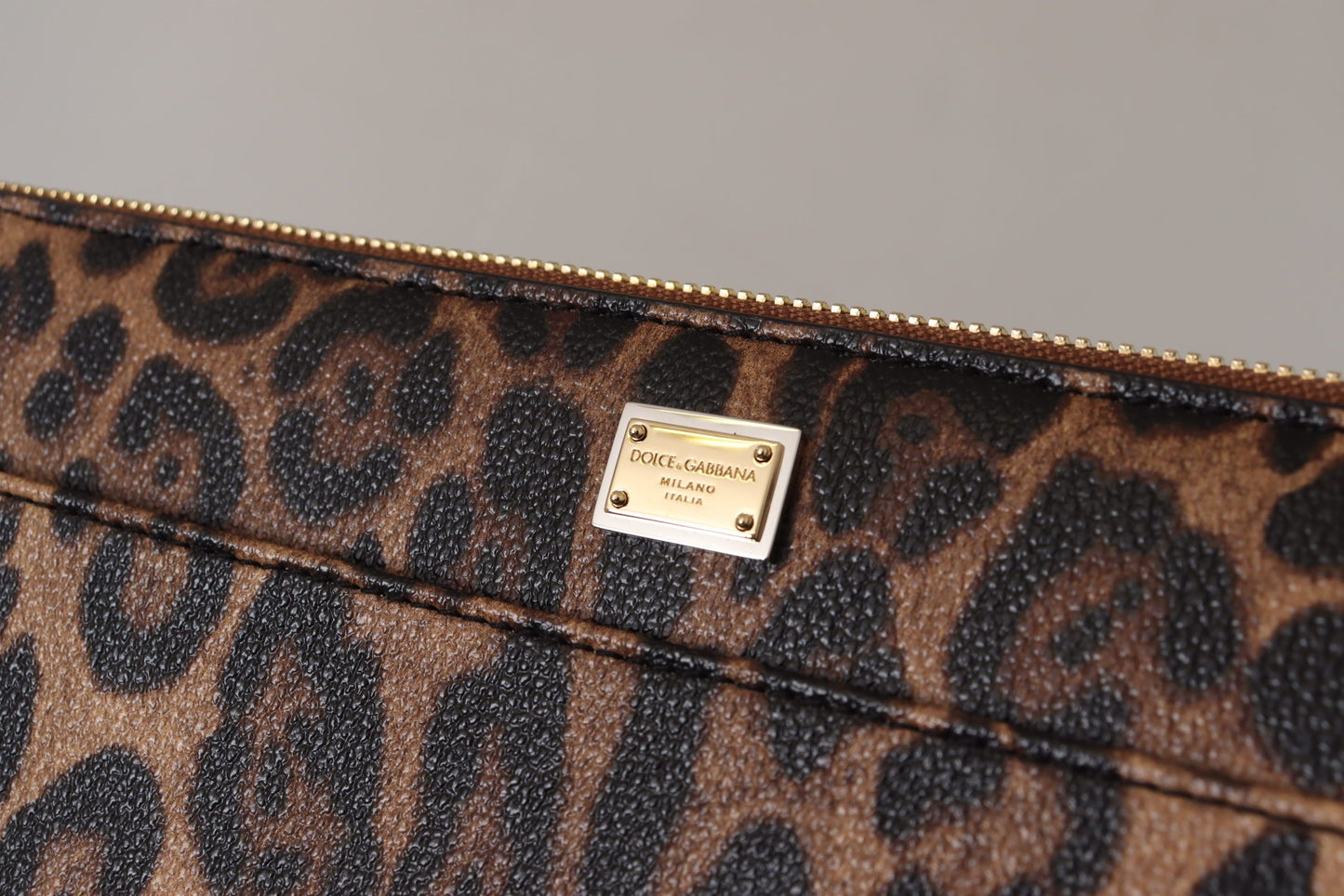 Elegant Leopard Print Leather Clutch