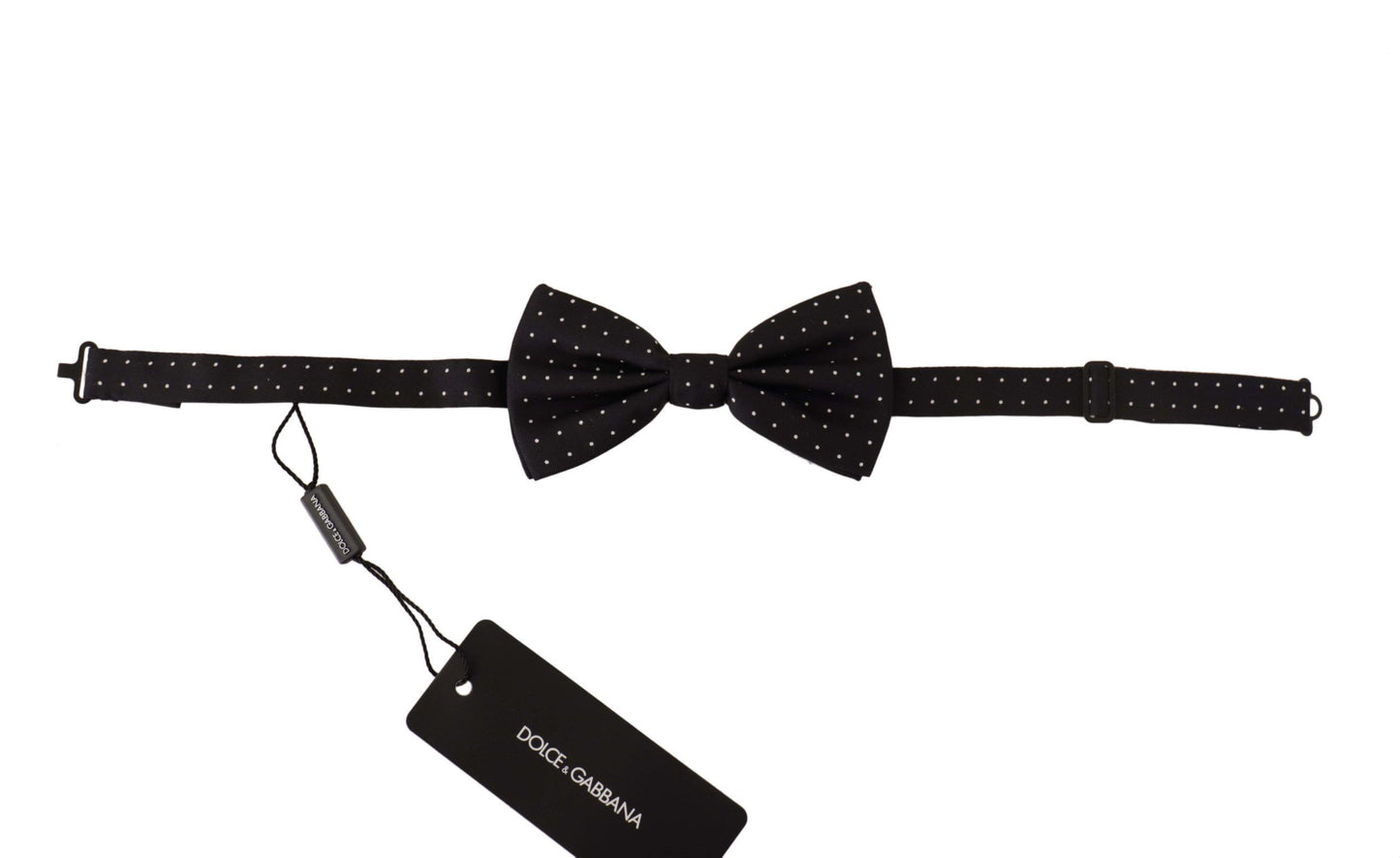 Elegant Black and White Polka Dot Silk Bow Tie