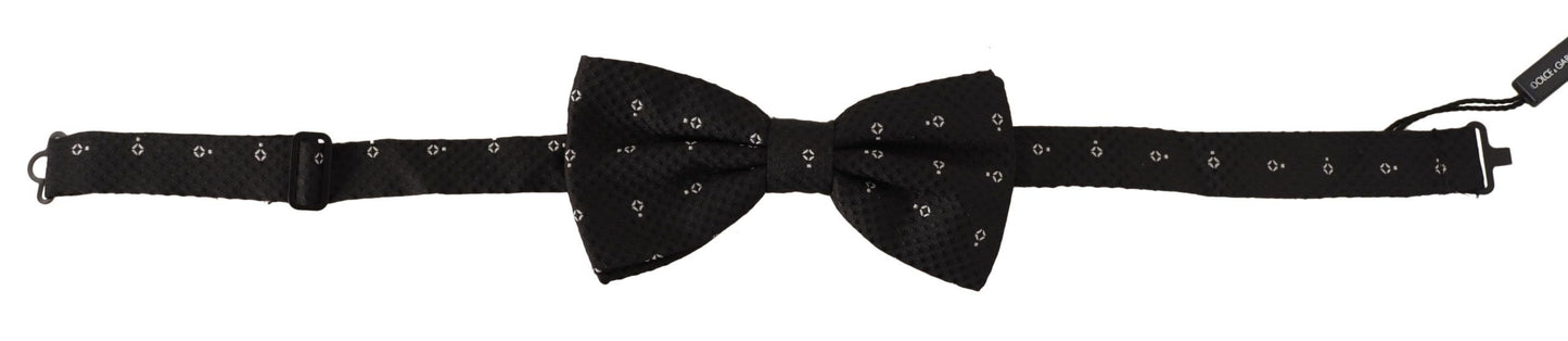 Elegant Black Polka Dot Silk Bow Tie