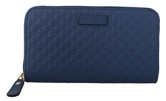 Chic Zip-Around Leather Wallet in Blue