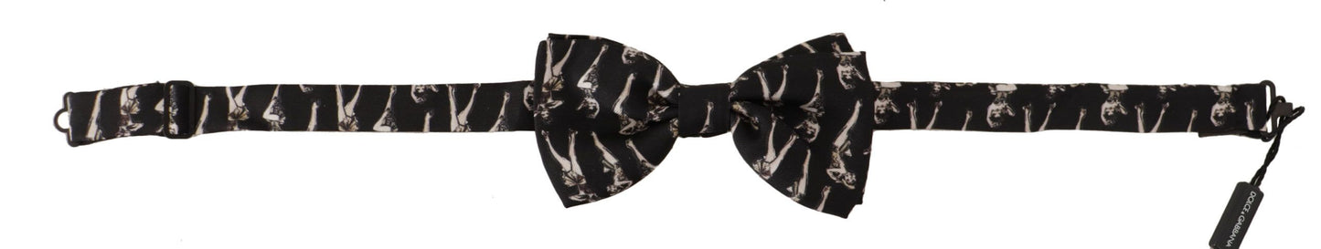 Elegant Black and White Silk Bow Tie