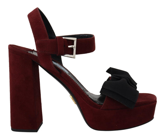 Maroon Suede Ankle Strap Sandals Luxury Footwear