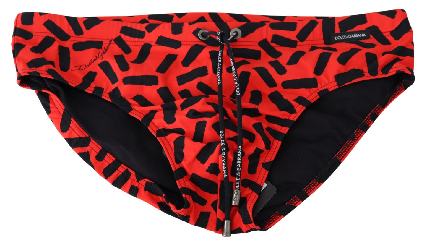 Vibrant Orange Patterned Swim Briefs