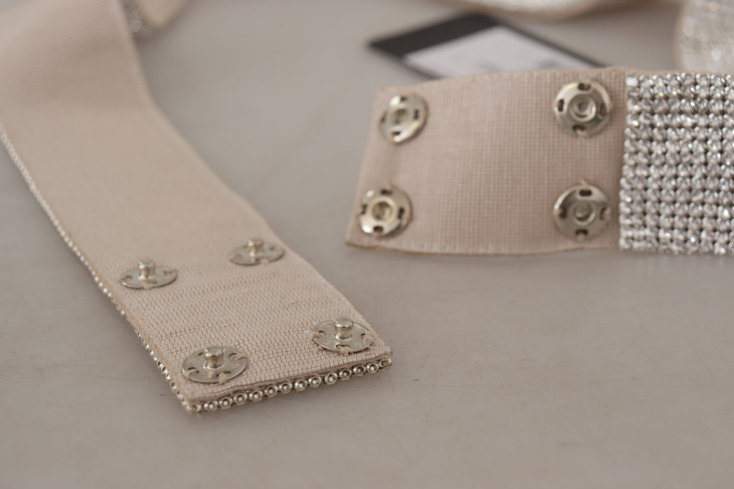 Elegant Crystal Snap Button Cotton Belt