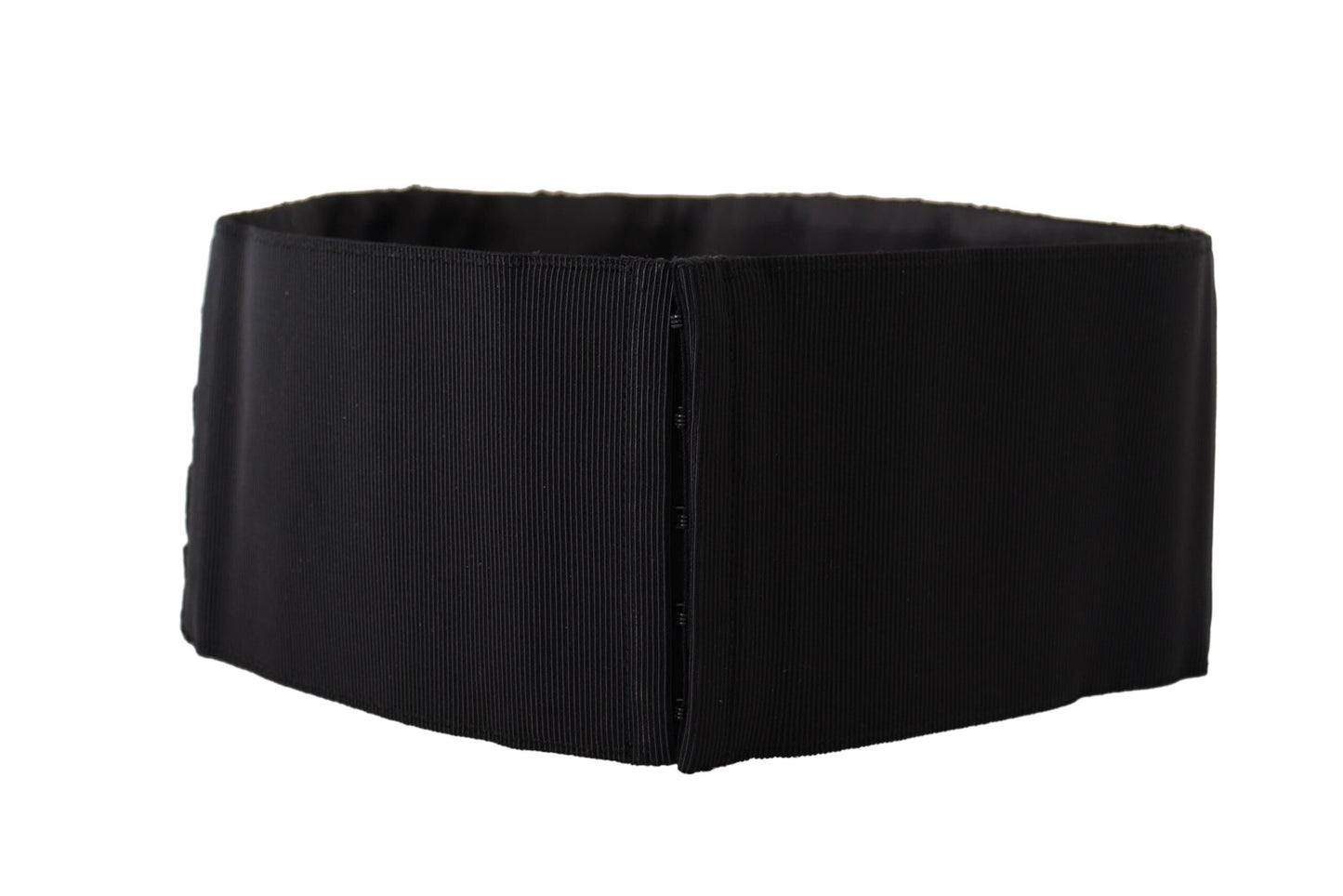 Black Silk Brass Crystal Embellished Waist Belt