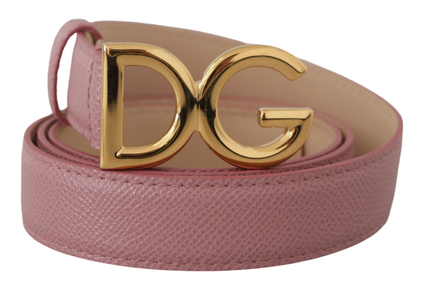 Elegant Pink Leather Belt with Logo Buckle