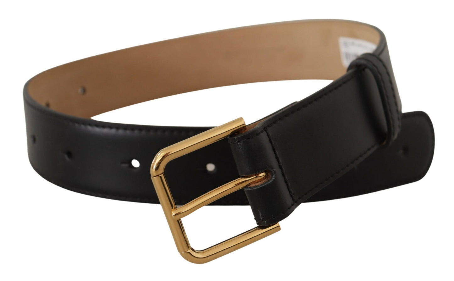 Elegant Black Leather Engraved Buckle Belt