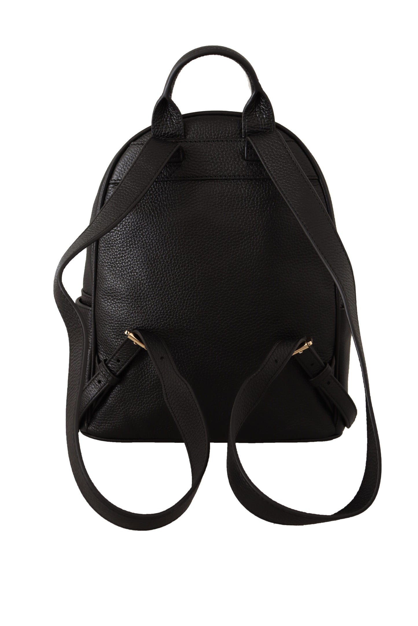 Chic Black Leather Backpack with Gold Accents