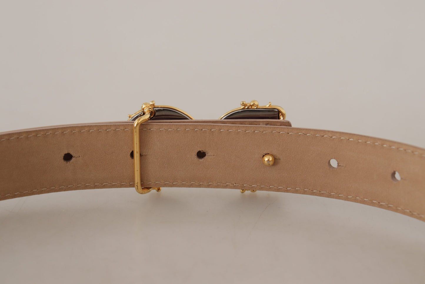 Elegant Pink Leather Belt with Logo Buckle