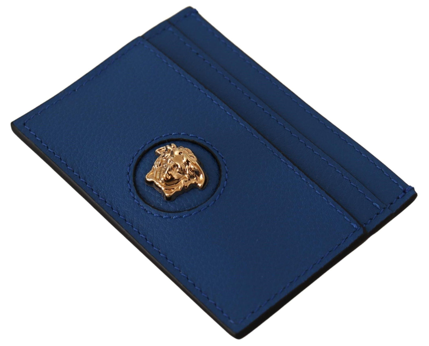 Elegant Blue Leather Card Holder Wallet