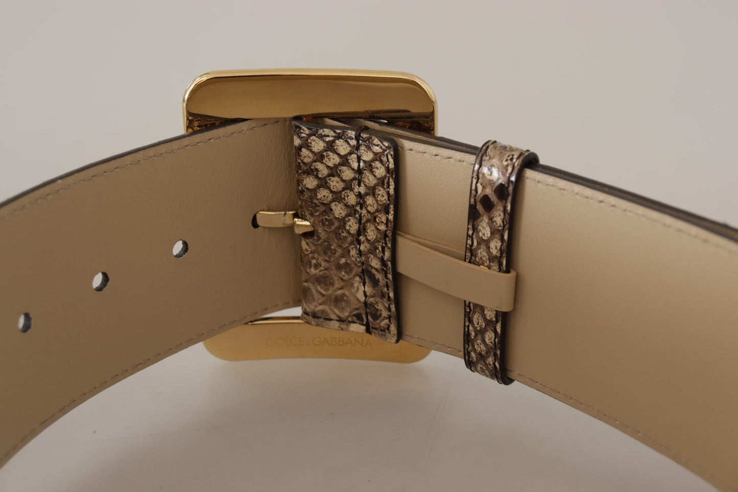 Brown Exotic Wide Waist Leather Gold Metal Buckle Belt