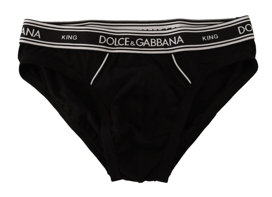 Sleek Black Striped Waistband Designer Briefs