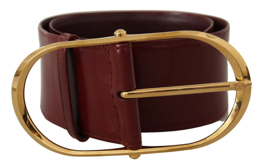 Engraved Logo Maroon Leather Belt