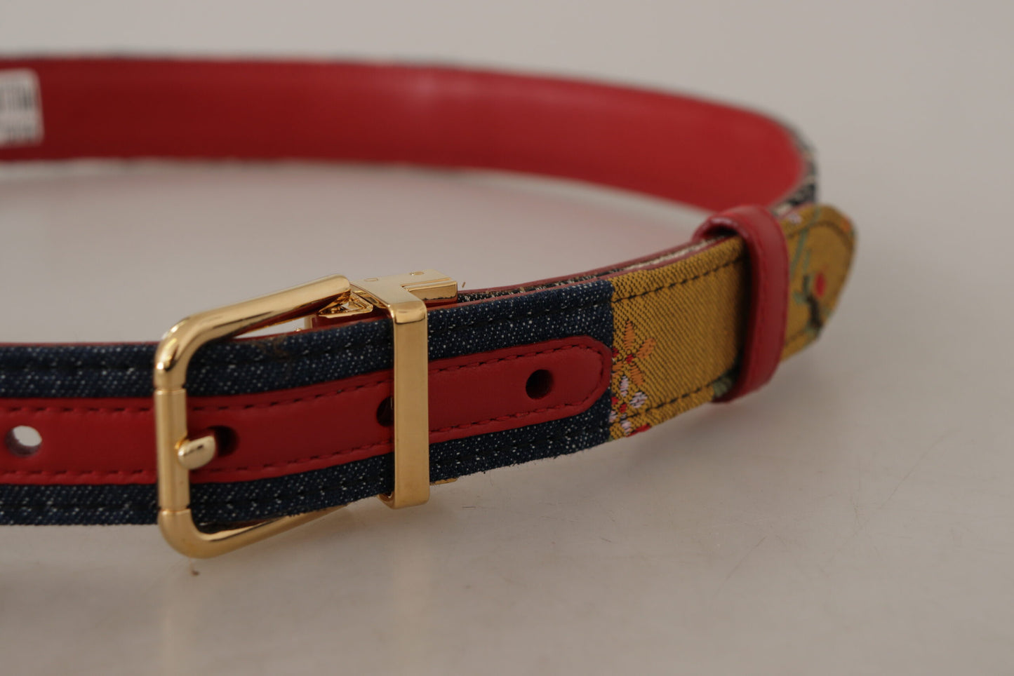 Chic Multicolor Leather Belt with Engraved Buckle