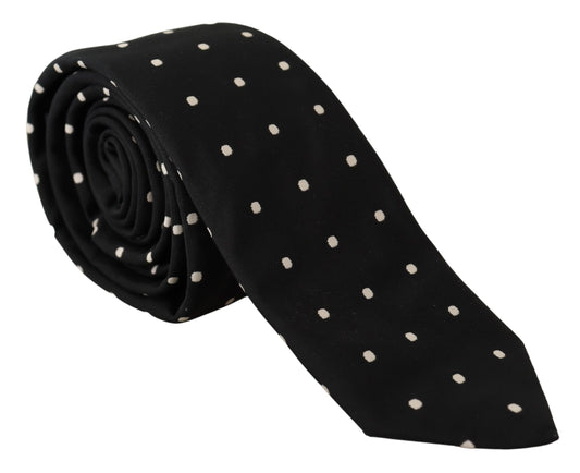 Elegant Black Polka Dot Designer Tie