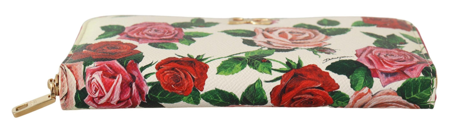 Elegant Continental Leather Wallet with Rose Design