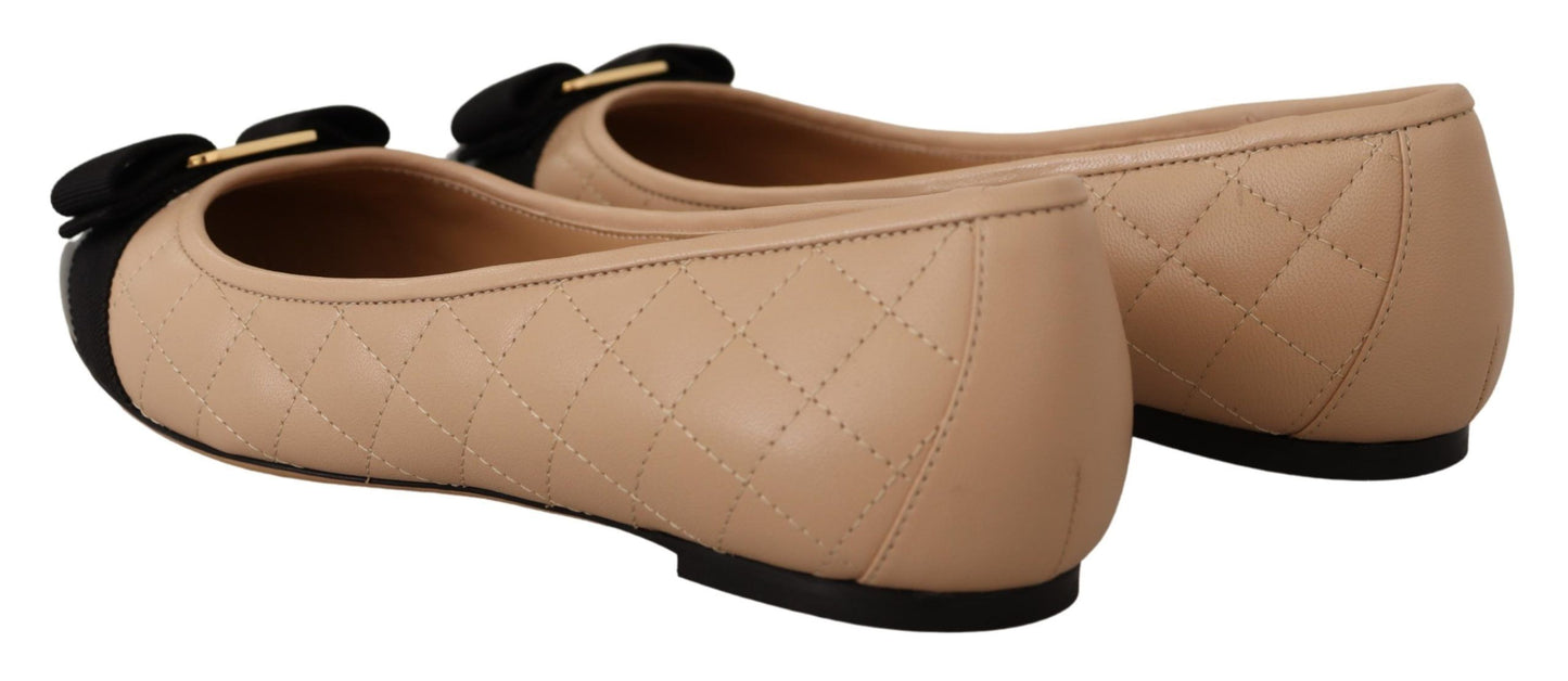 Elegant Quilted Leather Flats - Chic Dual-Tone Design