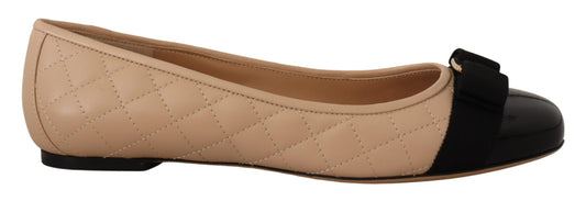 Elegant Quilted Leather Flats - Chic Dual-Tone Design