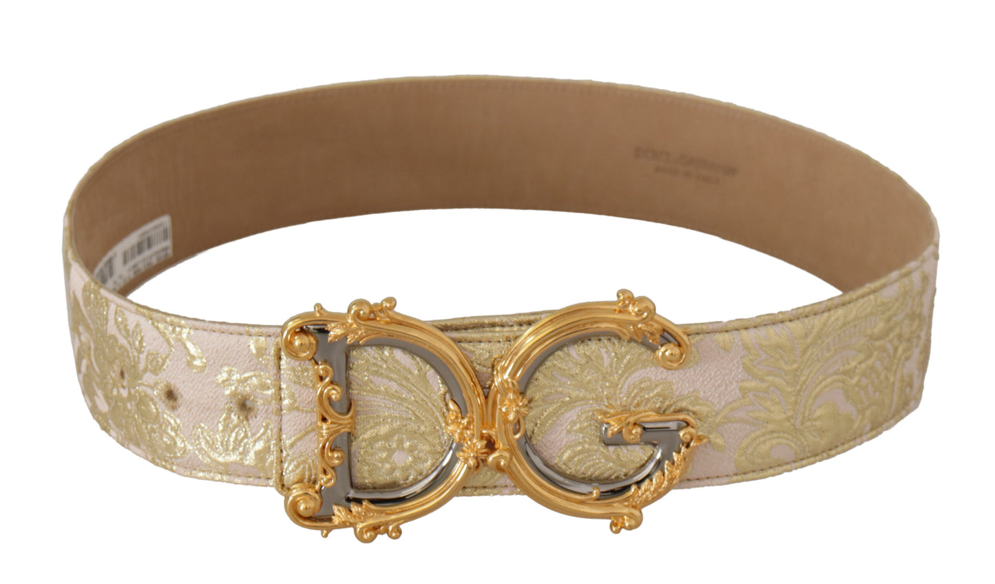 Elegant Gold and Pink Leather Belt