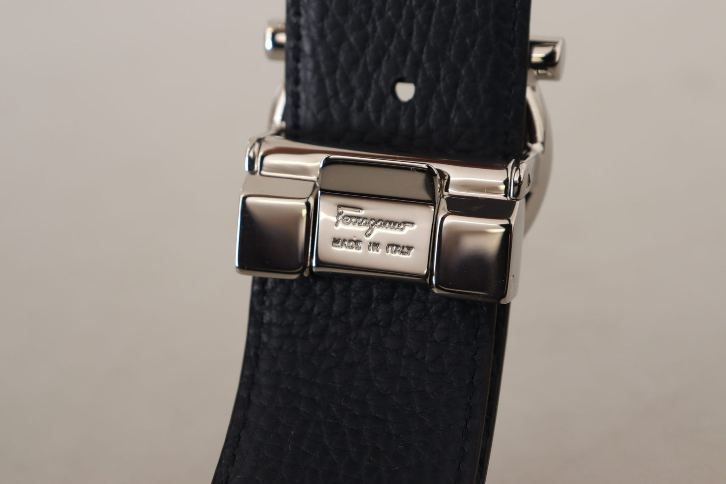 Reversible Marine Blue and Black Calf Leather Belt