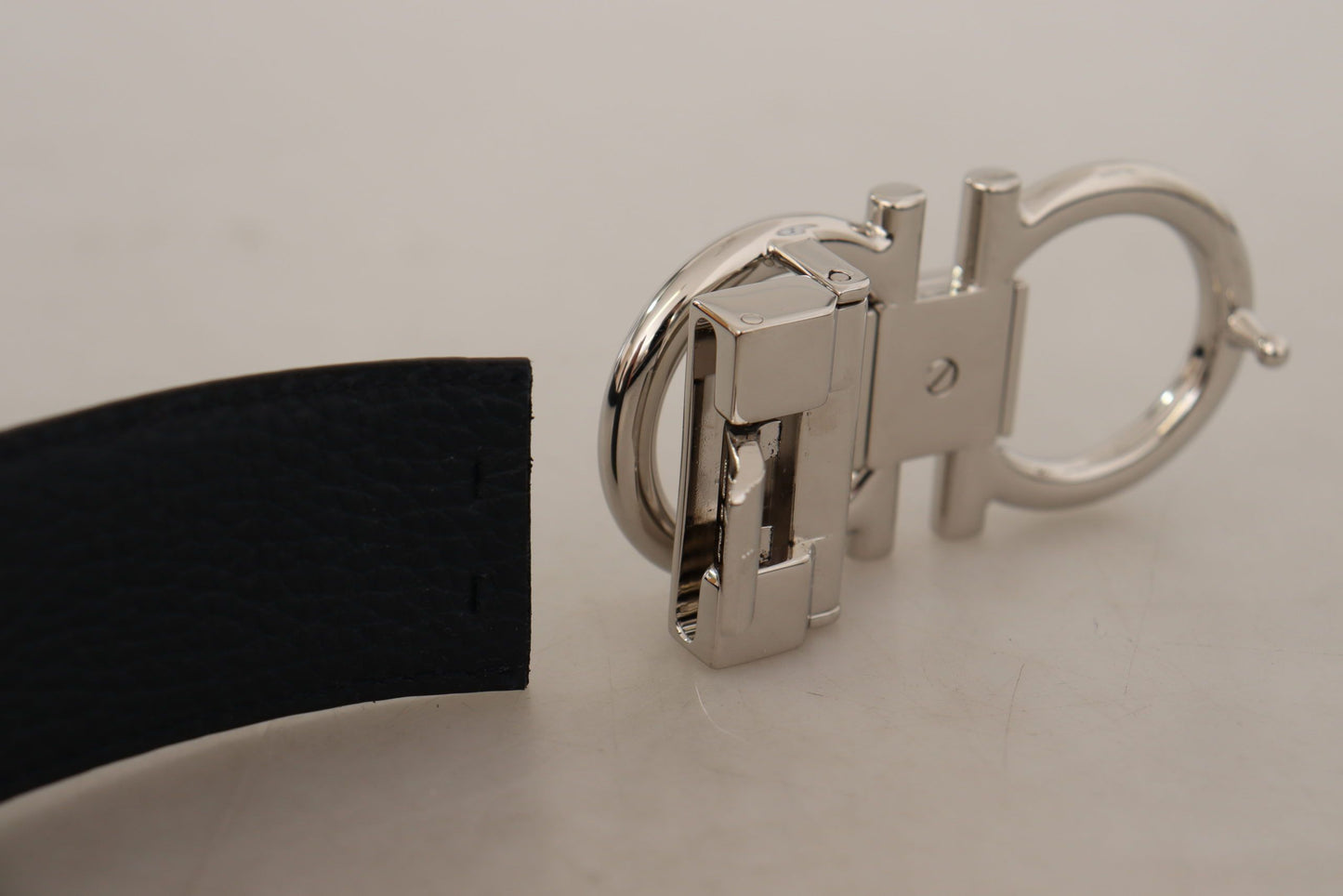 Reversible Marine Blue and Black Calf Leather Belt