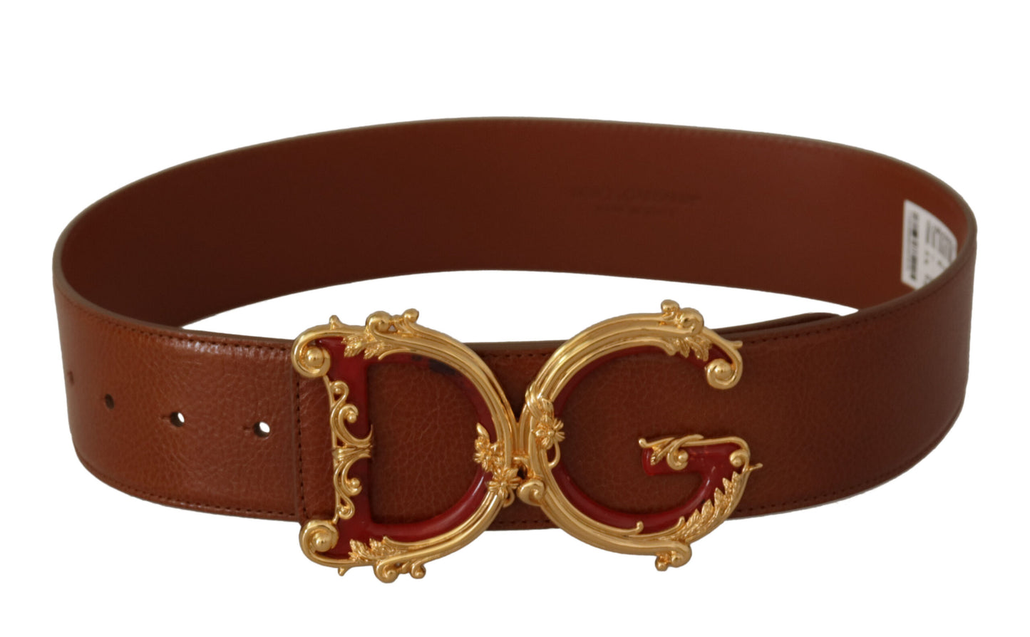 Engraved Logo Leather Belt in Classic Brown