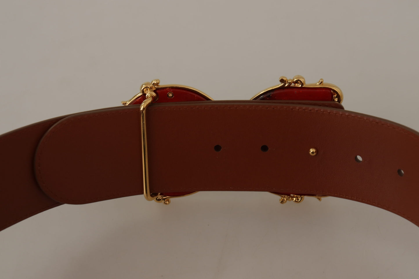 Engraved Logo Leather Belt in Classic Brown