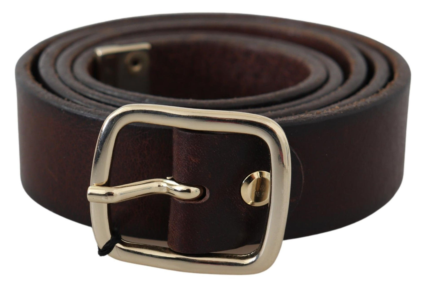 Elegant Black Leather Waist Belt with Gold Buckle