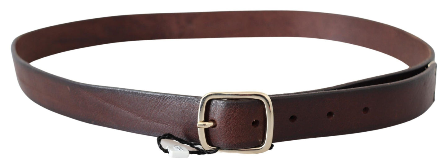 Elegant Black Leather Waist Belt with Gold Buckle