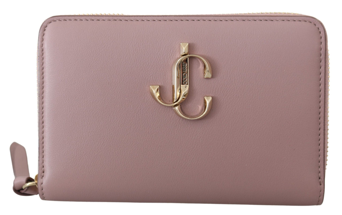 Elegant Pink Leather Wallet with Gold Accents