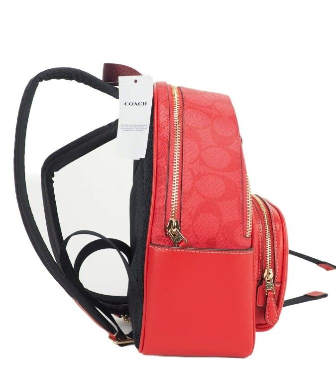 Mini Court Miami Red Signature Coated Canvas Shoulder Backpack Bag