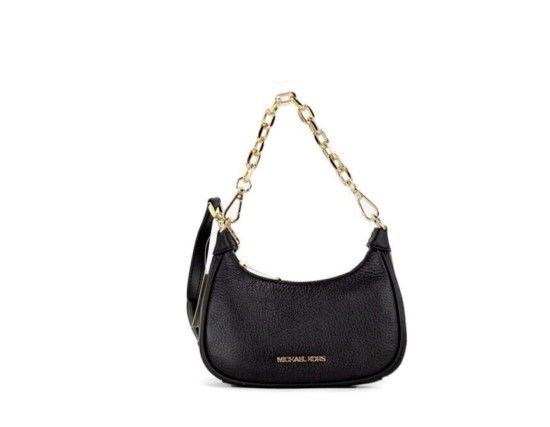 Cora Mini Black Pebbled Leather Zip Pouchette Crossbody Handbag